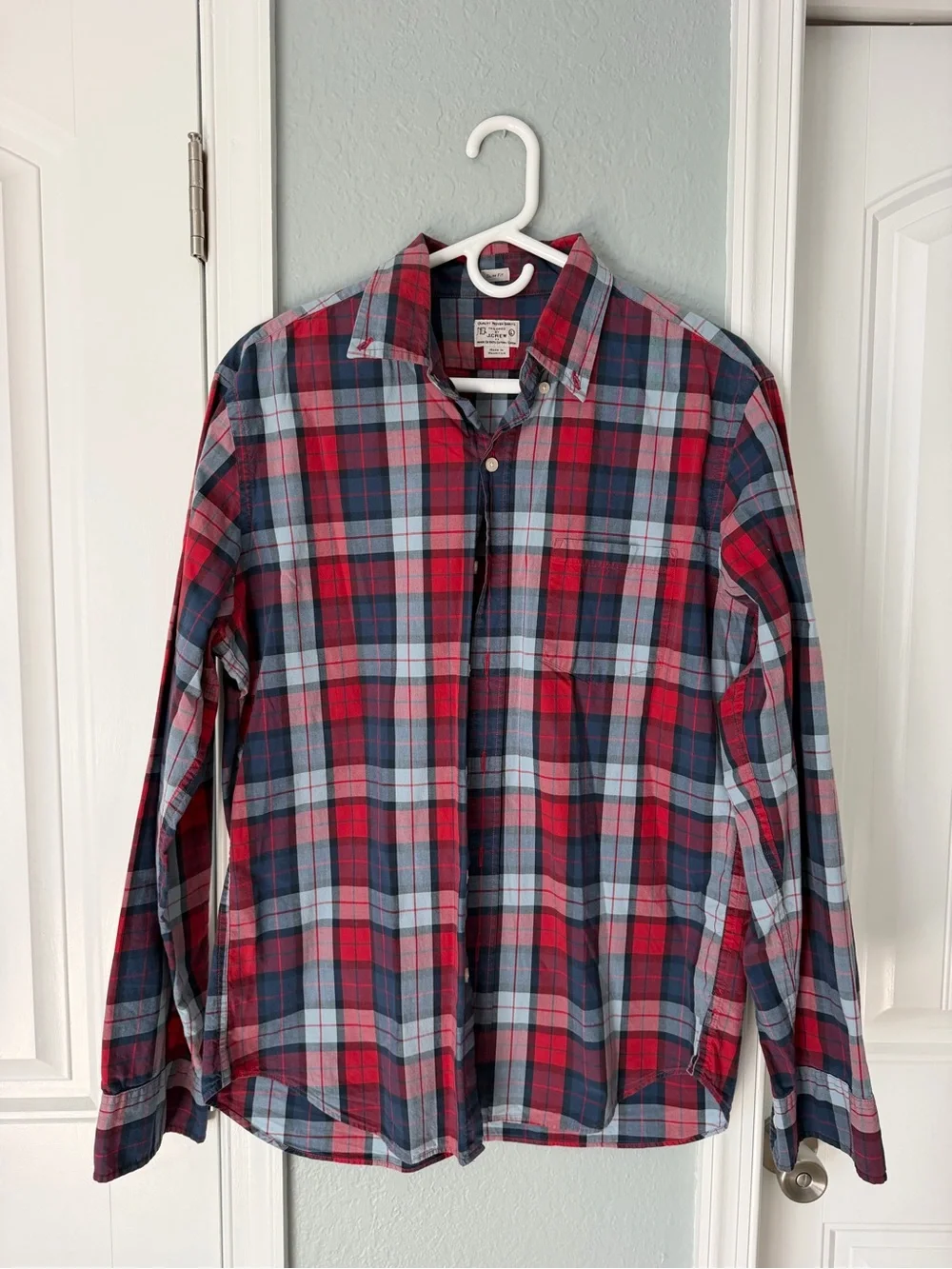 J. Crew Red and Blue Plaid Button-Down Shirt